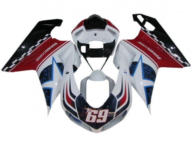 2007-2014 White Red Blue Glossy Black Corse 69 Ducati 848/1098/1198 Motorcycle Fairings Canada