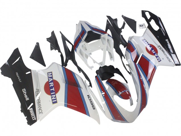 2007-2014 White Red Blue Glossy Black Martini Ducati 1098 Motorcycle Fairings Canada
