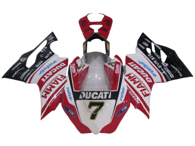 2011-2014 White Red Glossy Black Fiamm Valsir 7 Ducati 1199 Motorcycle Fairings Canada