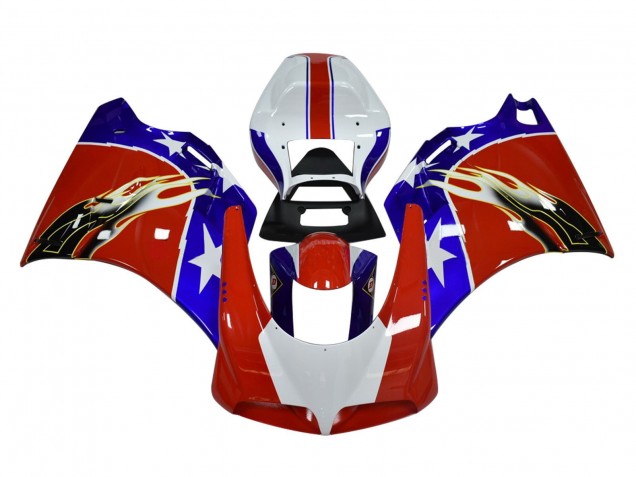1993-2005 White Red Blue Black Flame Ducati 748/916/996/998 Motorcycle Fairings Canada