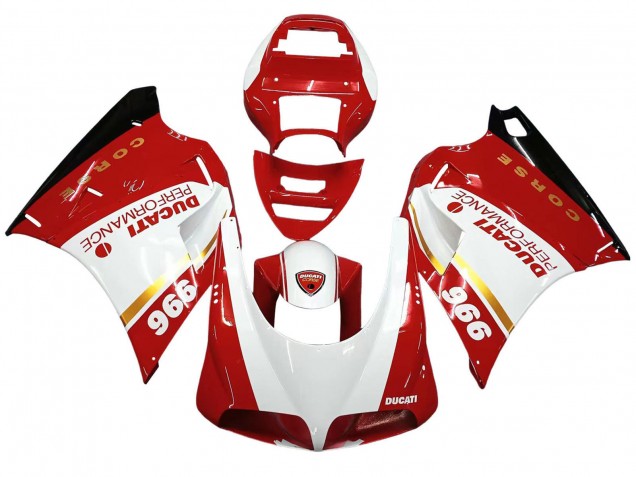 1993-2005 White Red Gold Glossy Black Corse Performance Ducati 996 Motorcycle Fairings Canada