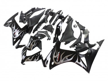 2013-2015 Glossy Black Silver Flame Honda CBR500R Motorcycle Fairings Canada