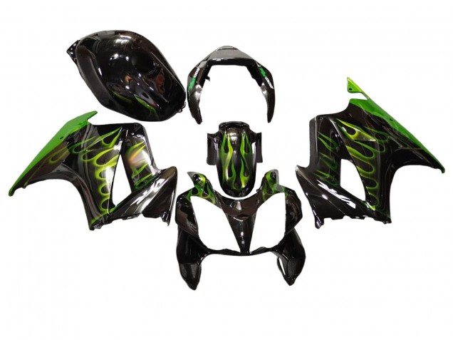 2002-2013 Glossy Black Green Flame Honda VFR 800 Motorcycle Fairings Canada