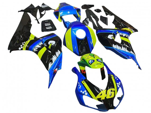 2006-2007 Blue Fluorescent Green Glossy Black Shark 46 Honda CBR1000RR Motorcycle Fairings Canada