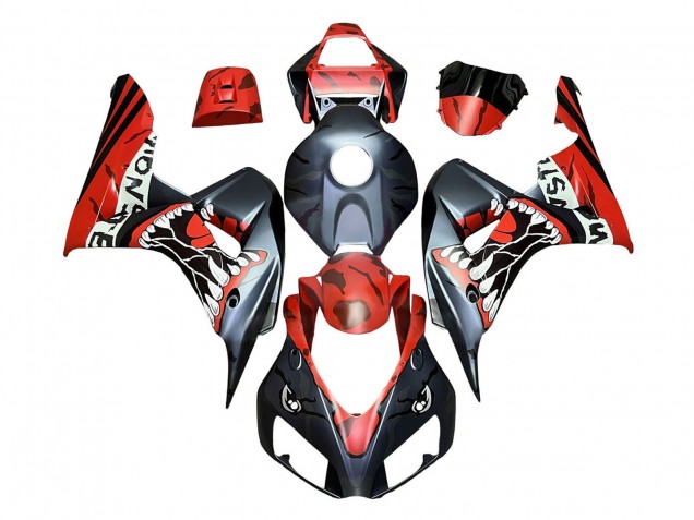 2006-2007 Red Matte Black Monster Shark Honda CBR1000RR Motorcycle Fairings Canada