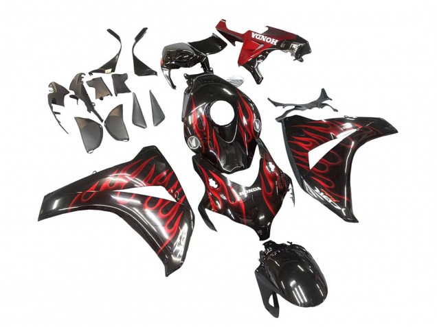 2008-2011 Glossy Black Red Flame Honda CBR1000RR Motorcycle Fairing Canada