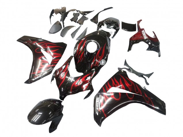 2008-2011 Glossy Black Red Flame Honda CBR1000RR Motorcycle Fairing Canada