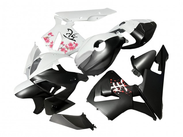 2005-2006 Black White with Cherry Blossom Honda CBR600RR Motorcycle Fairings Canada