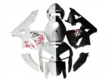 2005-2006 Black White with Cherry Blossom Honda CBR600RR Motorcycle Fairings Canada