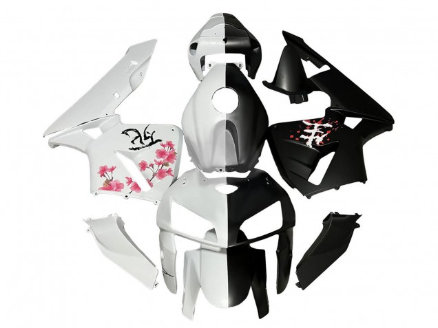 2005-2006 Black White with Cherry Blossom Honda CBR600RR Motorcycle Fairings Canada
