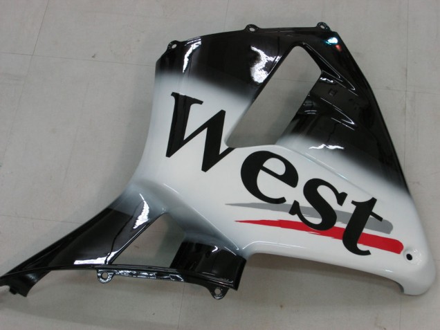 2005-2006 Glossy Black White West Honda CBR600RR Motorcycle Fairings Canada