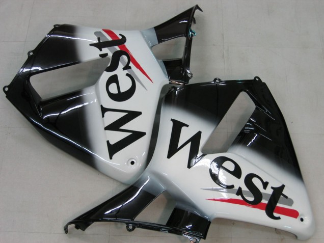 2005-2006 Glossy Black White West Honda CBR600RR Motorcycle Fairings Canada