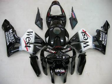 2005-2006 Glossy Black White West Honda CBR600RR Motorcycle Fairings Canada