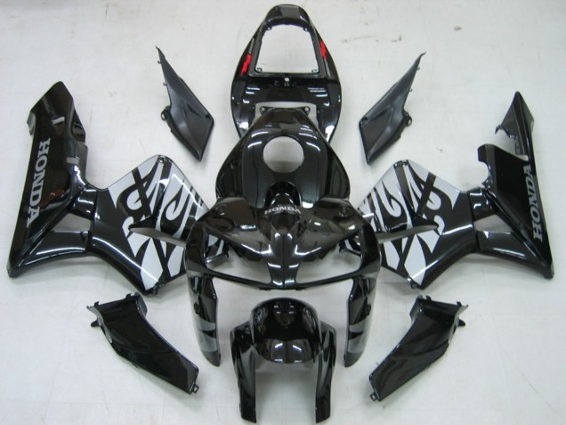 2005-2006 Glossy Black Grey Flame Honda CBR600RR Motorcycle Fairings Canada