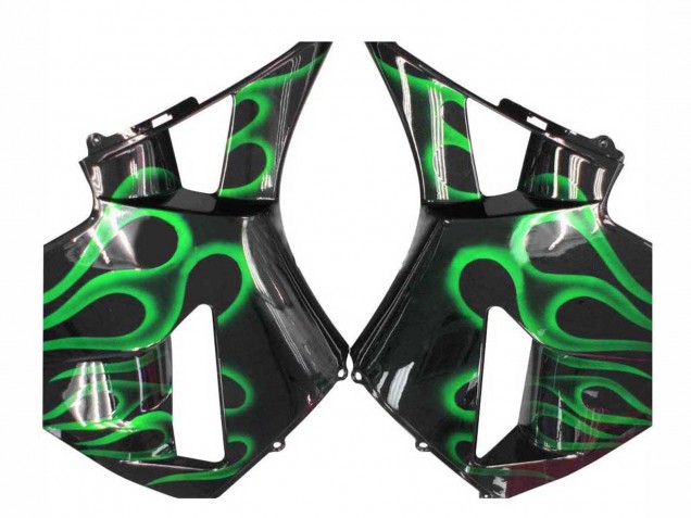 2005-2006 Glossy Black Green Flame Honda CBR600RR Motorcycle Fairings Canada