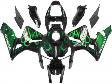 2005-2006 Glossy Black Green Flame Honda CBR600RR Motorcycle Fairings Canada