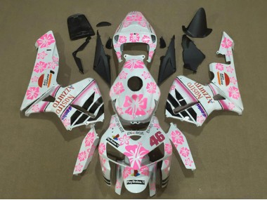 2005-2006 White with Pink Floral Nastro Azzurro 46 Honda CBR600RR Motorcycle Fairings Canada