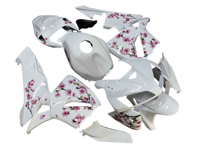 2005-2006 White with Cherry Blossom Honda CBR600RR Motorcycle Fairings Canada