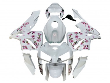 2005-2006 White with Cherry Blossom Honda CBR600RR Motorcycle Fairings Canada