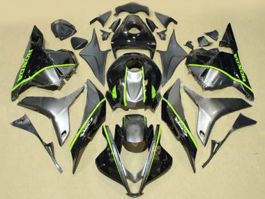 2009-2012 Silver Glossy Black with Fluorescent Green Lines Honda CBR600RR Motorcycle Fairings Canada