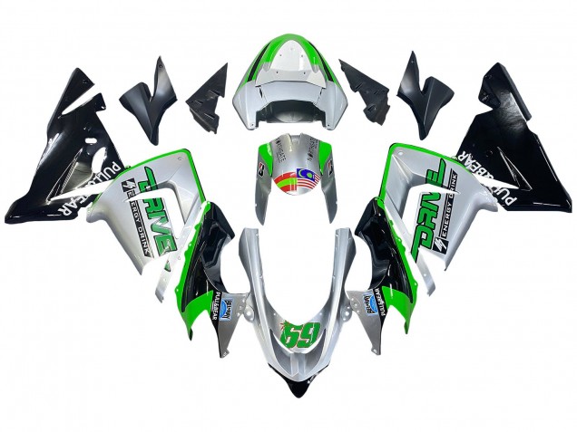2004-2005 Green Silver Black 69 Kawasaki ZX10R Motorcycle Fairings Canada
