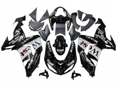 2006-2007 Glossy Black White West Kawasaki ZX10R Motorcycle Fairings Canada