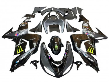 2006-2007 Grey Yellow Glossy Black Monster Elf Kawasaki ZX10R Motorcycle Fairings Canada