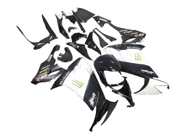 2008-2010 Glossy Black White Green Monster Elf Kawasaki ZX10R Motorcycle Fairings Canada