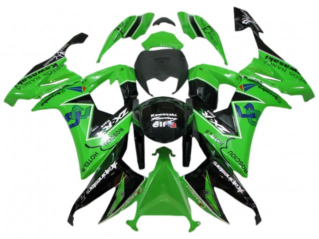 2008-2010 Green Glossy Black Rosciou Hotels Kawasaki ZX10R Motorcycle Fairings Canada