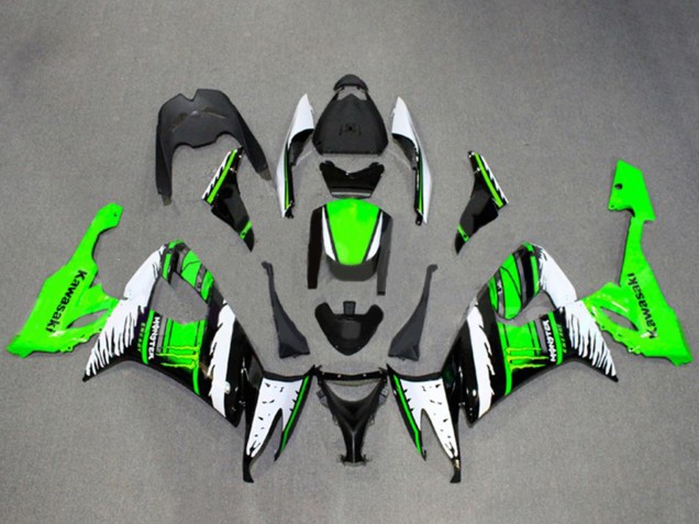 2008-2010 White Green Glossy Black Flame Kawasaki ZX10R Motorcycle Fairings Canada