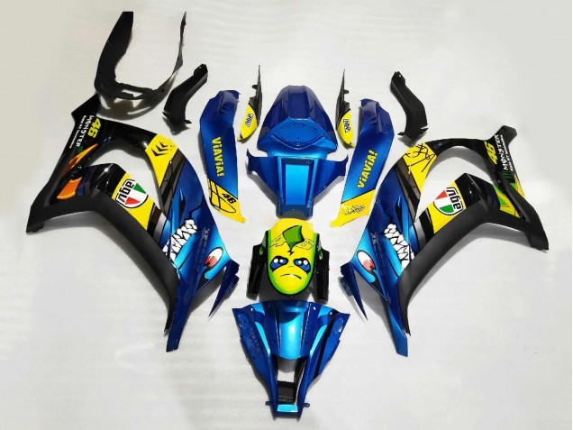 2008-2010 Blue Yellow Black Shark Kawasaki ZX10R Motorcycle Fairings Canada