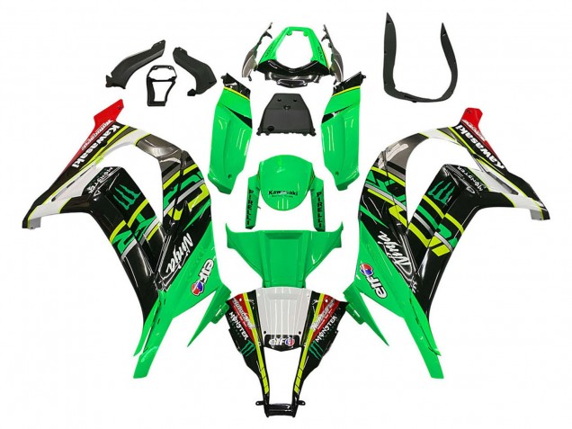 2011-2015 Green Yellow Black White Elf Monster Kawasaki ZX10R Motorcycle Fairings Canada