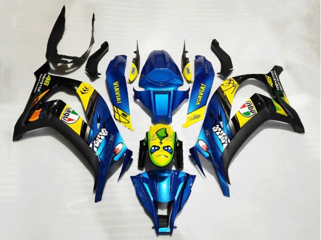 2011-2015 Blue Yellow Black Shark Kawasaki ZX10R Motorcycle Fairings Canada
