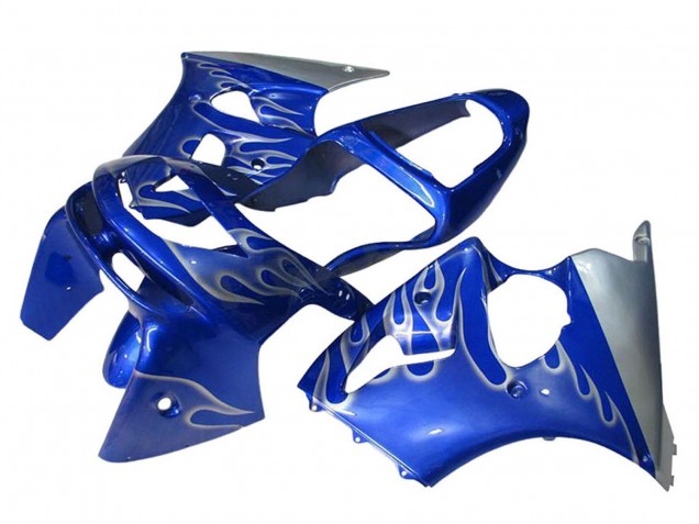 1998-1999 Blue Silver Flame Kawasaki ZX6R Motorcycle Fairings Canada