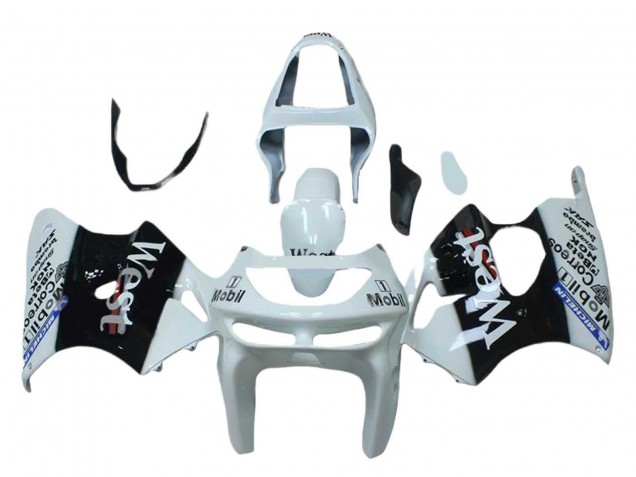 1998-1999 White Black West Mobil Kawasaki ZX6R Motorcycle Fairings Canada