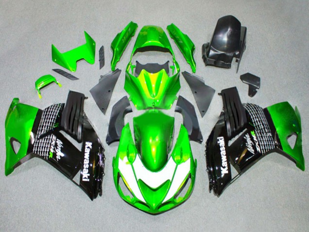 2006-2011 Grren White Glossy Black Kawasaki ZX14R ZZR1400 Motorcycle Fairings Canada
