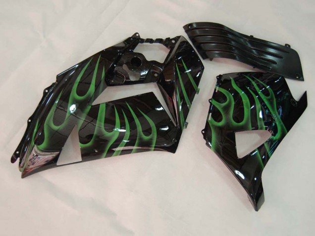 2006-2011 Glossy Black Green Flame Kawasaki ZX14R ZZR1400 Motorcycle Fairing Canada