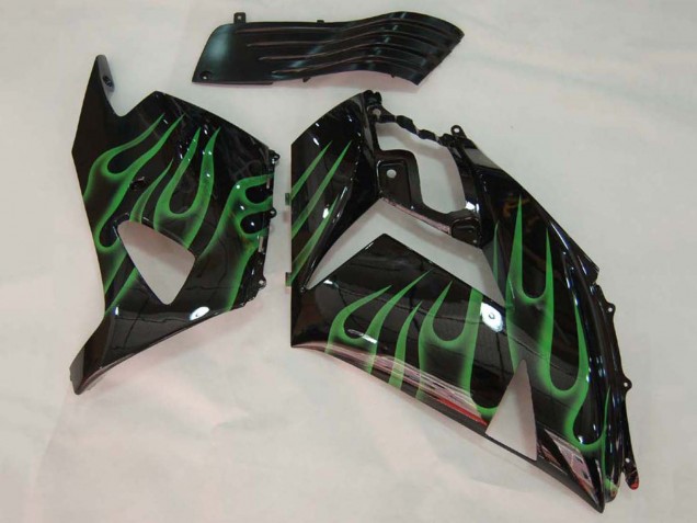 2006-2011 Glossy Black Green Flame Kawasaki ZX14R ZZR1400 Motorcycle Fairing Canada