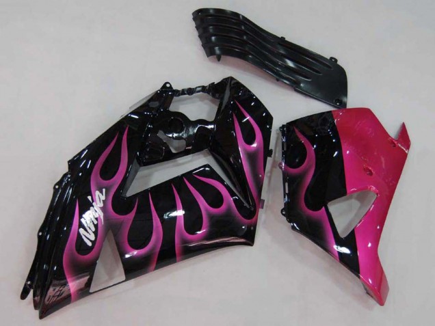 2006-2011 Glossy Black Red Pink Flame Kawasaki ZX14R ZZR1400 Motorcycle Fairings Canada