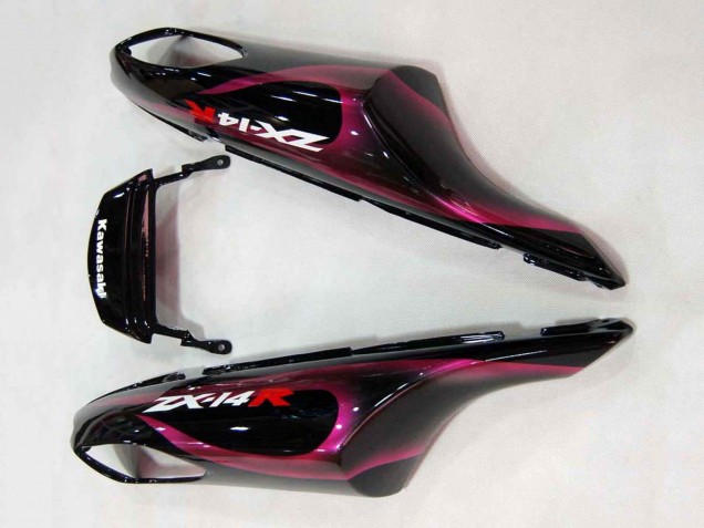 2006-2011 Glossy Black Red Pink Flame Kawasaki ZX14R ZZR1400 Motorcycle Fairings Canada