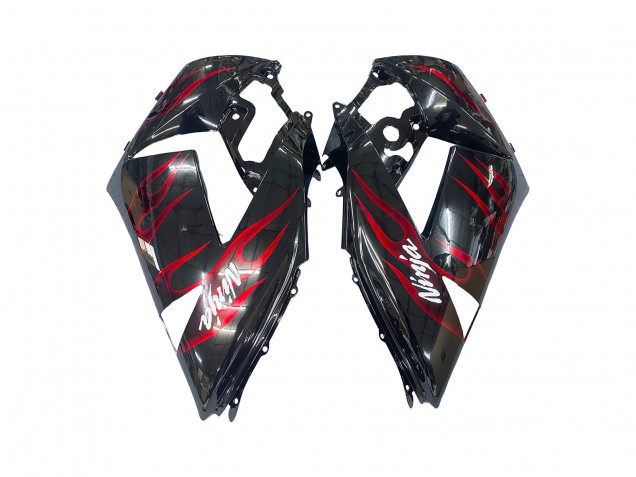 2006-2011 Glossy Black Red Flame Kawasaki ZX14R ZZR1400 Motorcycle Fairing Kits Canada