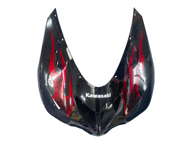 2006-2011 Glossy Black Red Flame Kawasaki ZX14R ZZR1400 Motorcycle Fairing Kits Canada