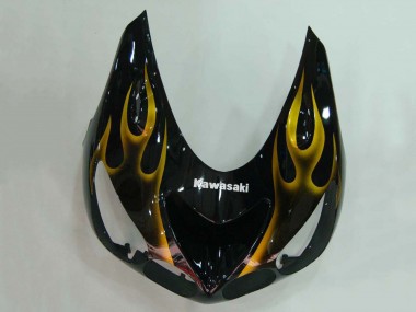 2006-2011 Glossy Black Gold Flame Kawasaki ZX14R ZZR1400 Motorcycle Fairings Canada