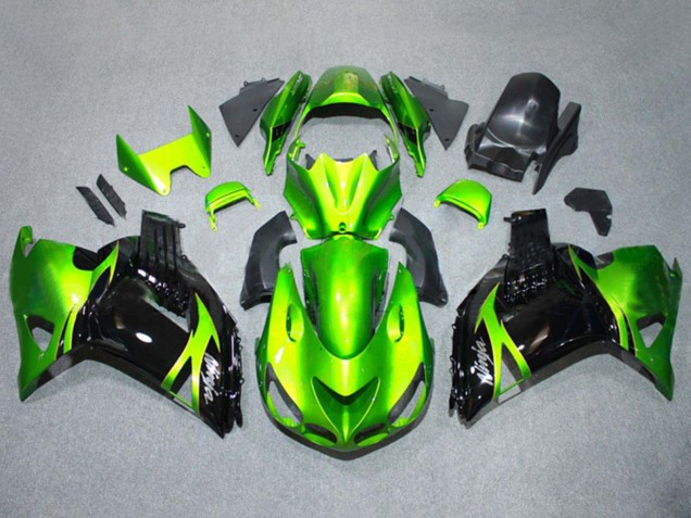 2006-2011 Green Glossy Black Kawasaki ZX14R ZZR1400 Motorcycle Fairings Kits Canada