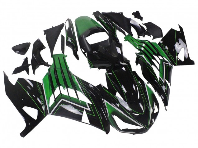 2012-2024 Green Glossy Black Stripe Kawasaki ZX14R ZZR1400 Motorcycle Fairings Canada