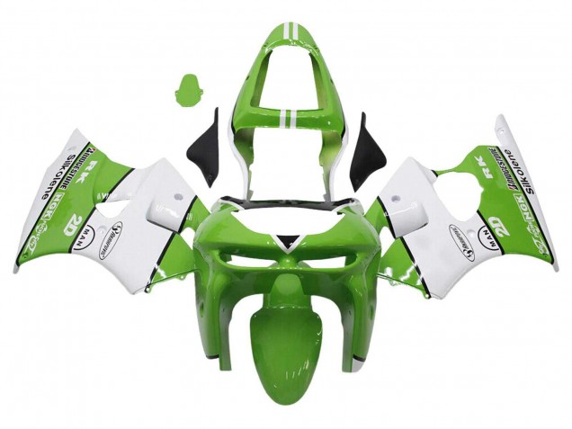 1998-1999 Green White Black Silkolene Bridgestone Kawasaki ZX6R Motorcycle Fairings Canada