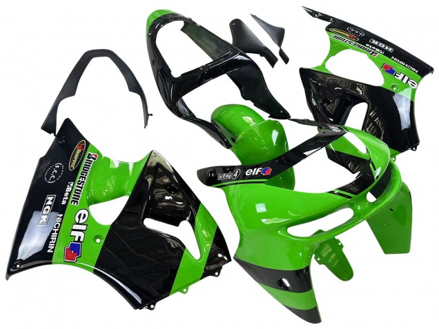1998-1999 Green Glossy Black Elf Bridgestone Kawasaki ZX6R Motorcycle Fairings Canada