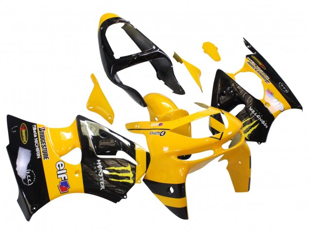 1998-1999 Yellow Black Monster Elf Bridgestone Kawasaki ZX6R Motorcycle Fairings Canada