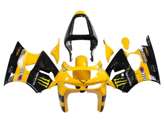 1998-1999 Yellow Black Monster Elf Bridgestone Kawasaki ZX6R Motorcycle Fairings Canada