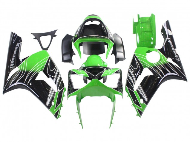 2003-2004 Green White Black Kawasaki ZX6R Motorcycle Fairings Canada